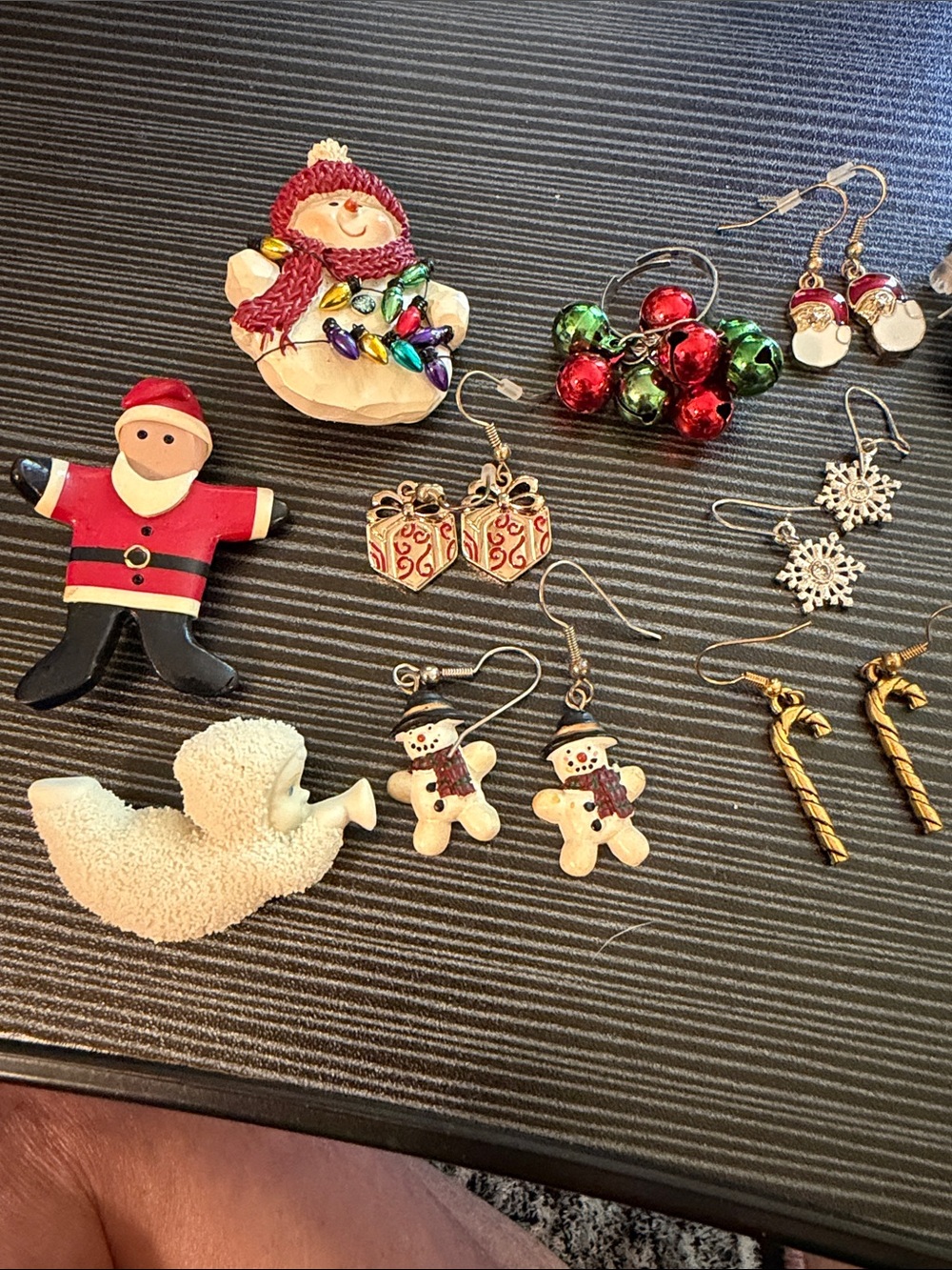 Festive Holiday Earring Lot - Snowmen, Candy Canes, Presents, Bells